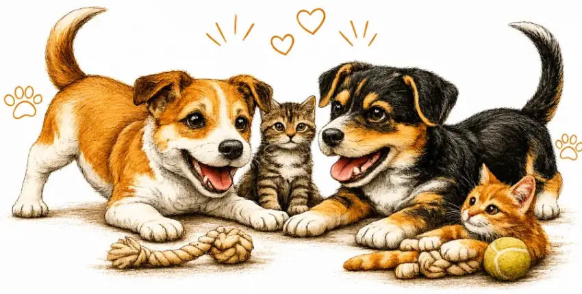 Dois cachorros brincando juntos
